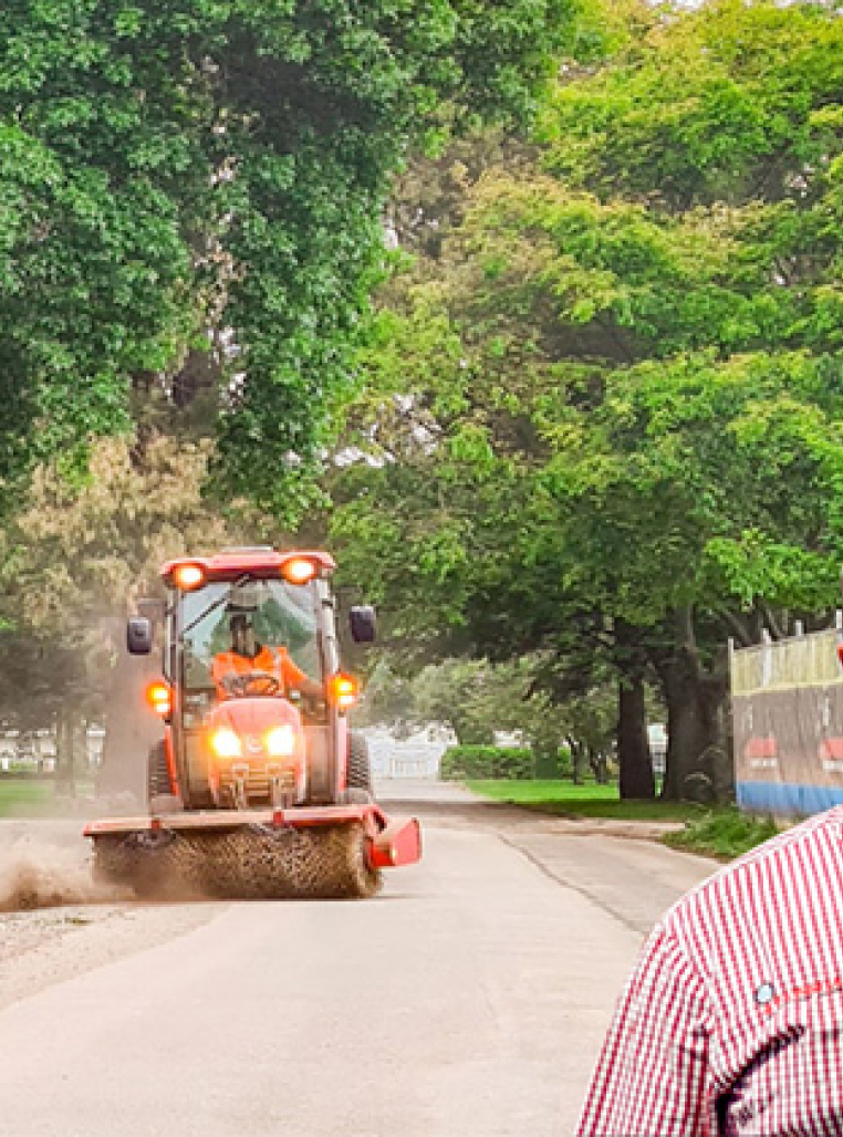 SweepMaster sweeping the road