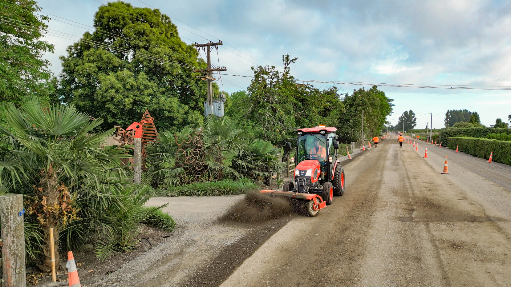 SweepMaster doing pre-seal pavement sweeping